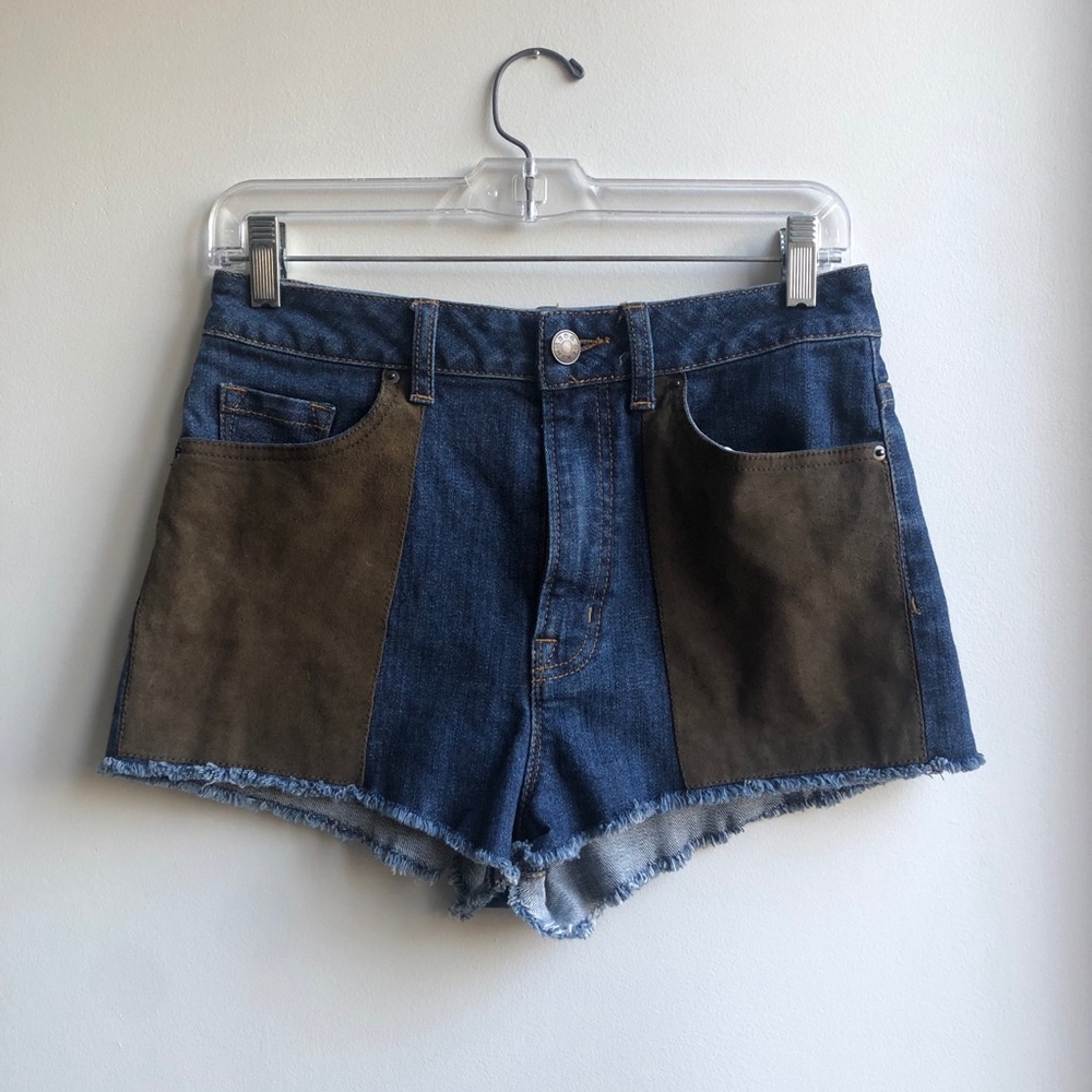 Faux suede cut off jean shorts